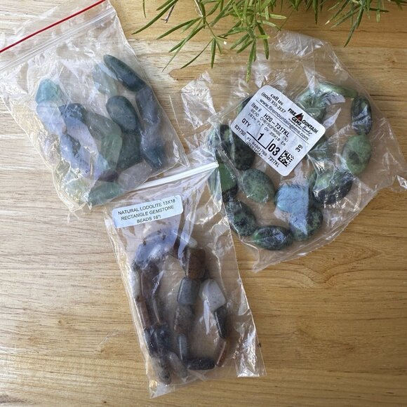 3 Bags Polished Chrysoprase Lodolite Flourite Gemstone‎ Loose Beads Lapidary Art - Picture 1 of 10